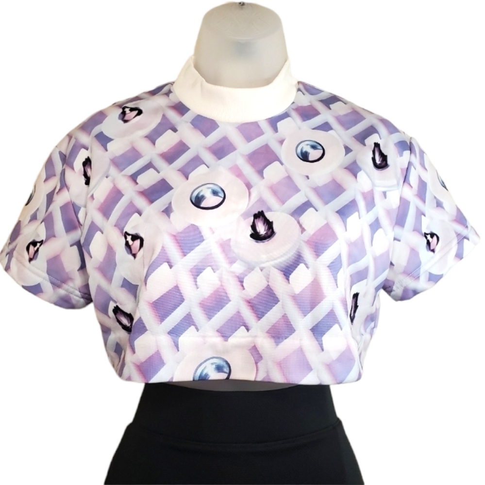 Mary Katrantzou Adidas Short Sleeved Cropped Top Purple Small